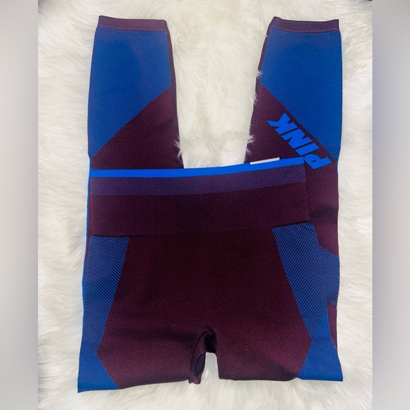 Victoria Secret Pink Cool & Comfy Legging Cobalt Blue Seamless Tight Pants NWT M - Picture 8 of 12